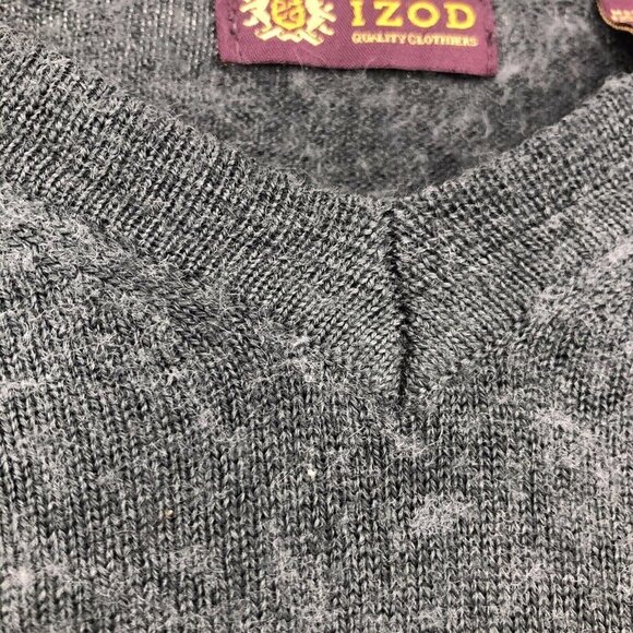 Izod Wool Blend Sweater Mens Size XXL 2XL Gray V-Neck Long Sleeve Knit Soft - Picture 6 of 11